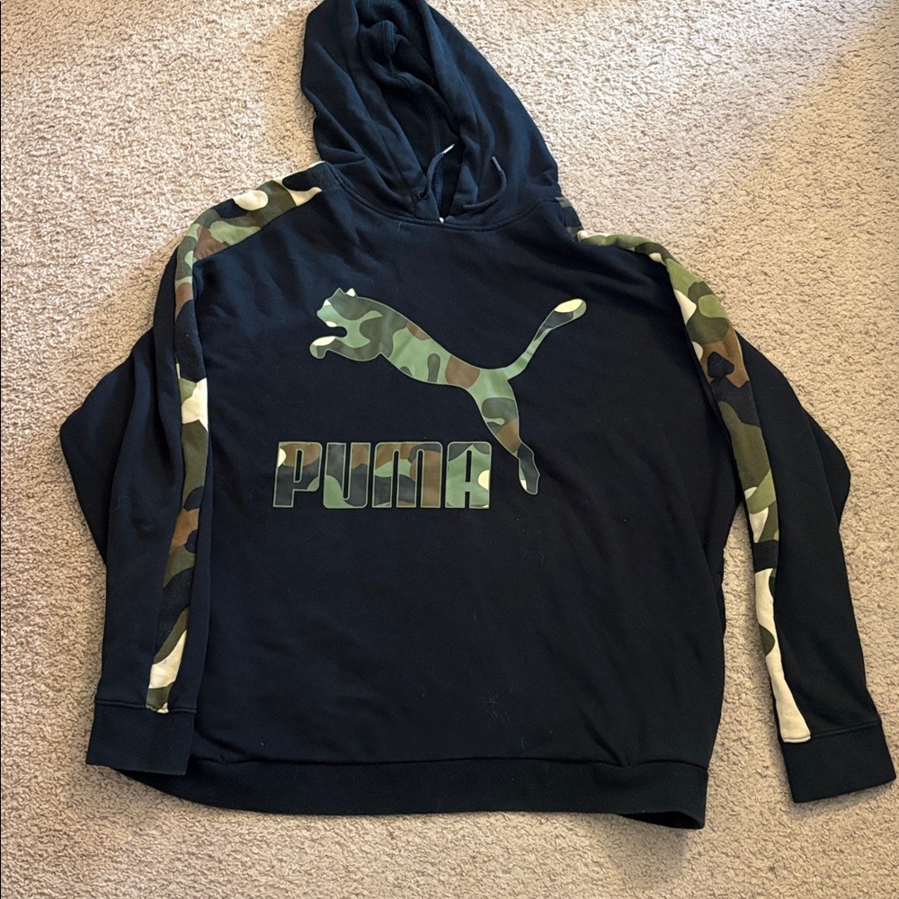 Puma Black Hoodie with Camo Accents